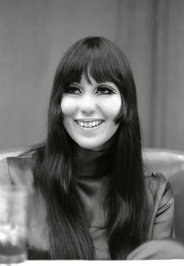 Cher at a press conference for "Good Times" in 1967