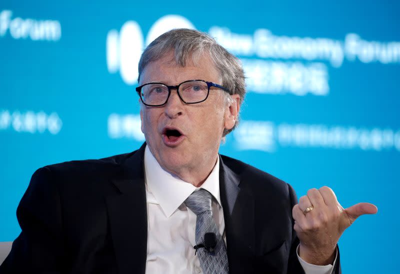 FILE PHOTO: Bill Gates, Co-Chair of Bill & Melinda Gates Foundation, attends a conversation at the 2019 New Economy Forum in Beijing