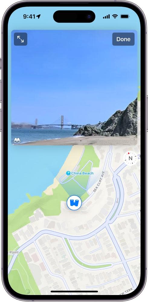 蘋果地圖的環視功能可以透過360度全景顯示方式，預覽地圖上的真實街景。（圖／翻攝自蘋果官網）
