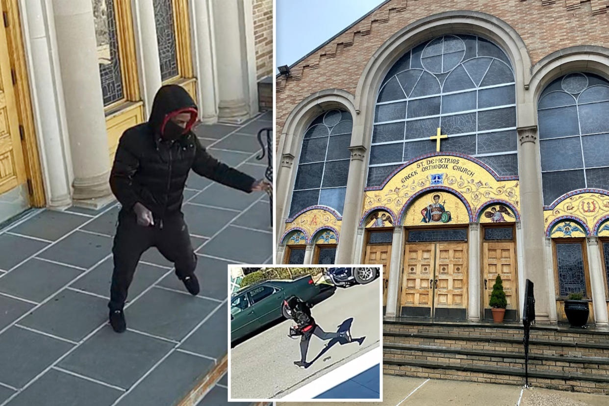 The 68-year-old victim was approaching the entrance of the Saint Demetrios Greek Orthodox Church on 152nd Street in Briarwood around 8:20 a.m. when the much-younger attacker trailed behind her, according to cops and the church's pastor, Father Konstantinos Kalogridis. 