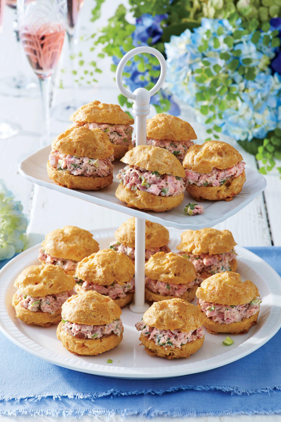 Cheese Puffs with Ham Salad