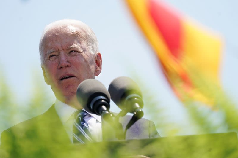 FILE PHOTO: U.S. President Biden attends the U.S. Coast Guard Academy commencement ceremony in New London, Connecticut