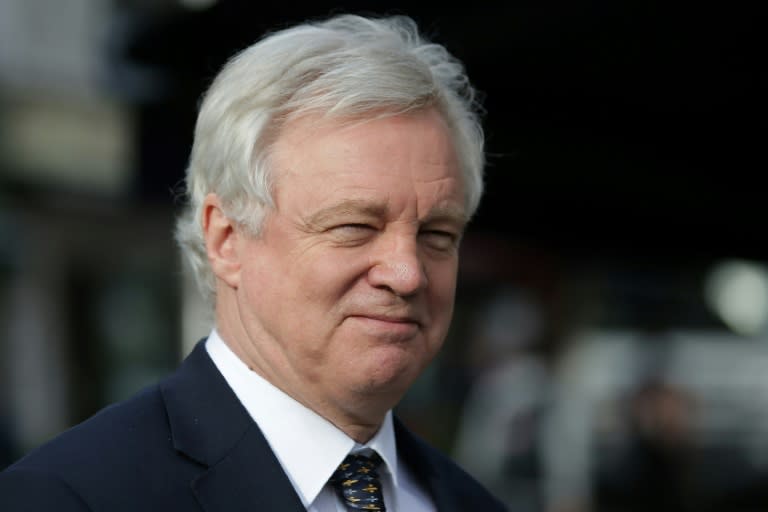 British Secretary of State for Exiting the European Union (Brexit Minister) David Davis walks to his car as after leaving LBC radio station's Leicester Square studio in central London on March 30, 2017