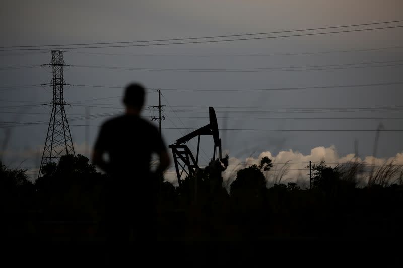 An non-operative oil pump is seen on the outskirts of El Tigre, Venezuela