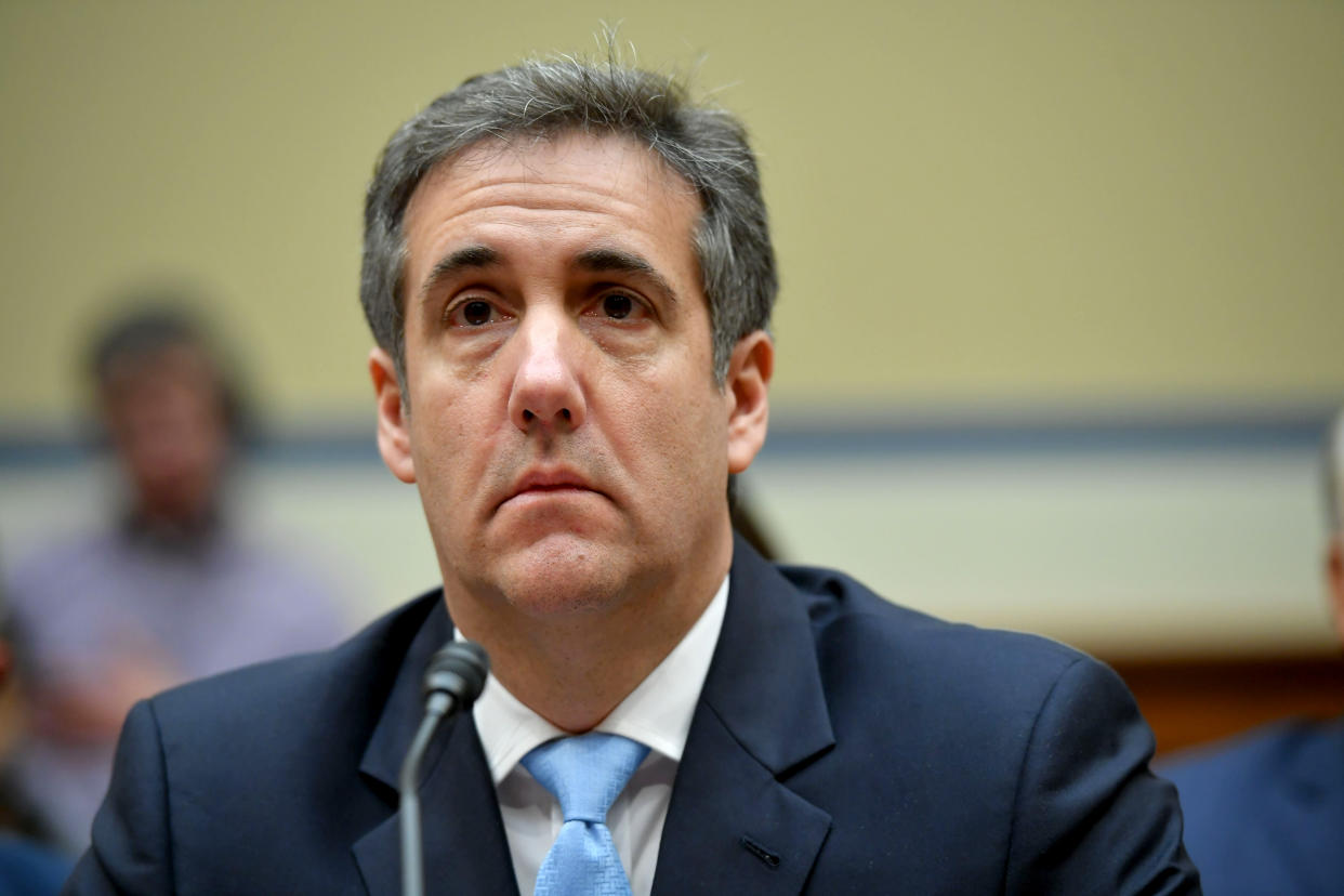 Image: Michael Cohen arrives to testify before the House Oversight and Reform Committee on Capitol Hill on Feb. 27, 2019. (Mandel Ngan / AFP - Getty Images file)