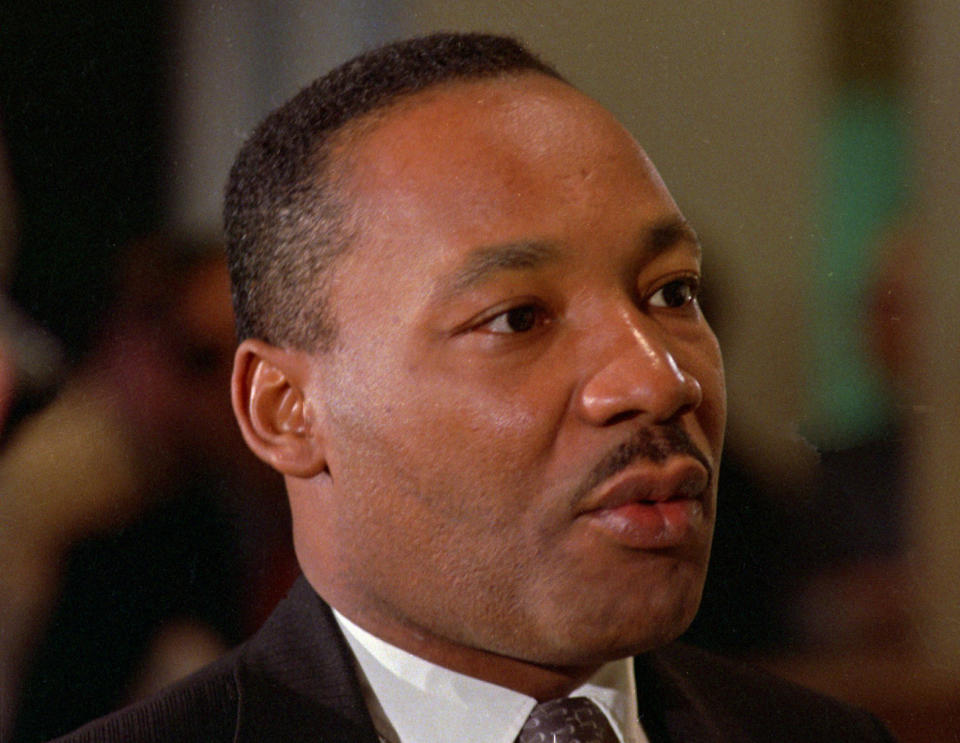 FILE - This Oct. 24, 1966 file photo shows Dr. Martin Luther King Jr. in Atlanta. Martin Luther King’s children are quarreling over who owns his Nobel Peace Prize and his Bible. Malcolm X’s heirs are suing to block a book deal to publicize his post-Mecca diary, an agreement brokered by one of their siblings. The fight over Rosa Parks’ estate has her valuable mementos stuck in a New York City warehouse. (AP Photo, File)