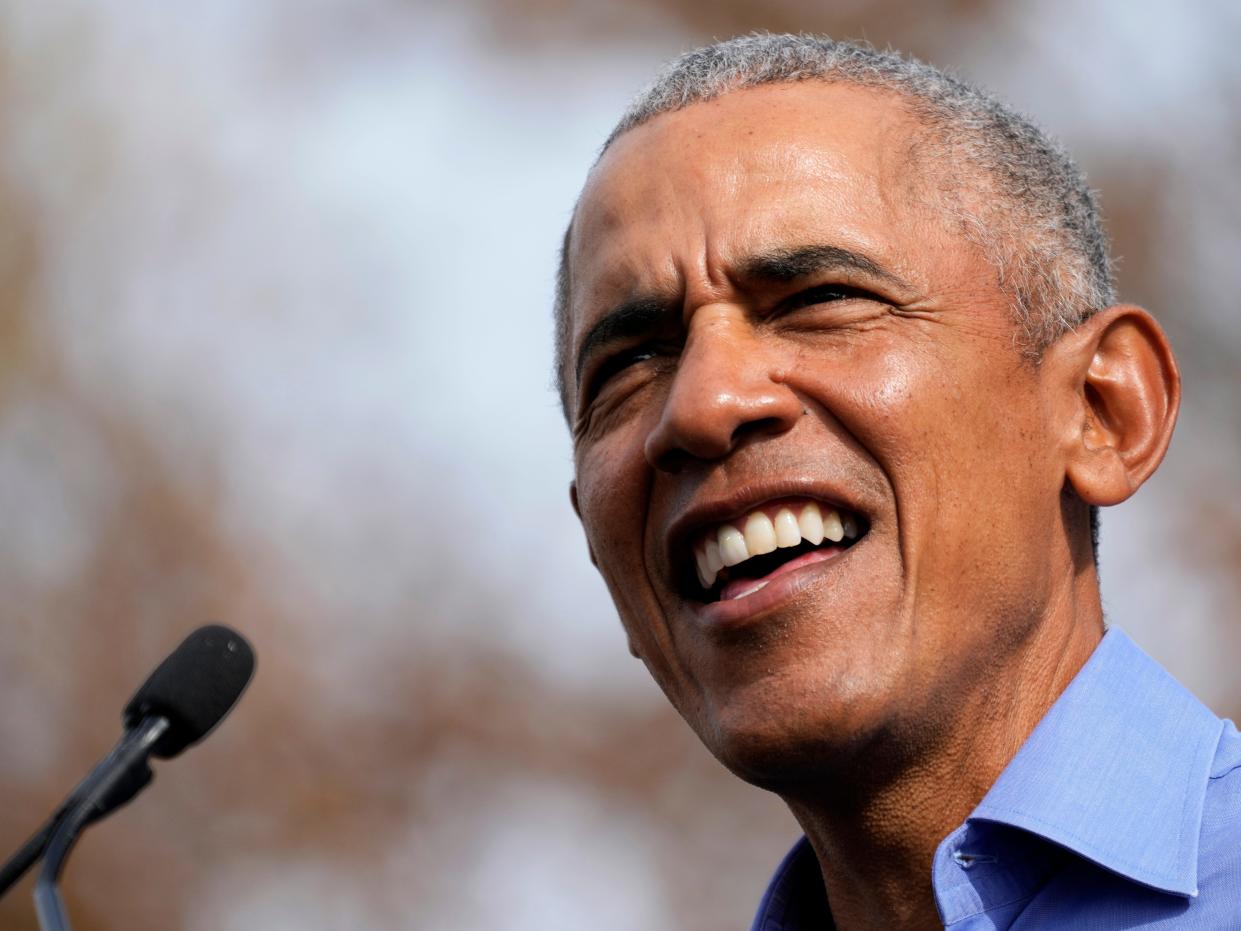 Former President Barack Obama speaks during a campaign rally in support of Pennsylvania Lt. Gov. John Fetterman, a Democratic candidate for U.S. Senate, in Pittsburgh, Saturday, Nov. 5, 2022.