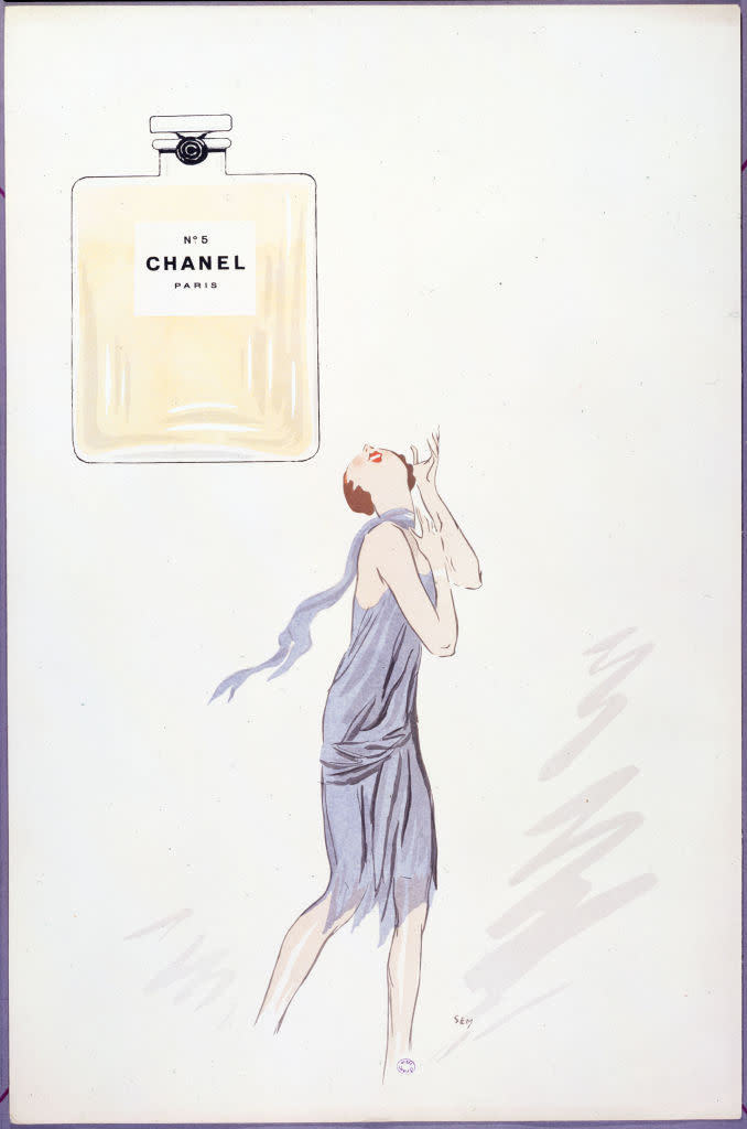 1921 advertisement for Chanel No. 5, diagram, perfume, perfume