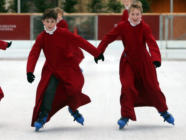 The boys showed off their skills on the ice 