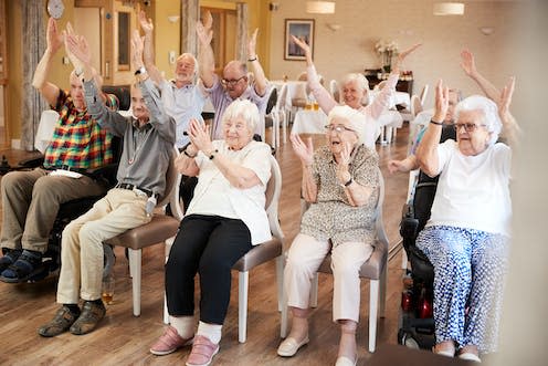   <span class="attribution"><a class="link " href="https://www.shutterstock.com/image-photo/carer-leading-group-seniors-fitness-class-1178472205" rel="nofollow noopener" target="_blank" data-ylk="slk:Monkey Business Images/Shutterstock;elm:context_link;itc:0;sec:content-canvas">Monkey Business Images/Shutterstock</a></span>