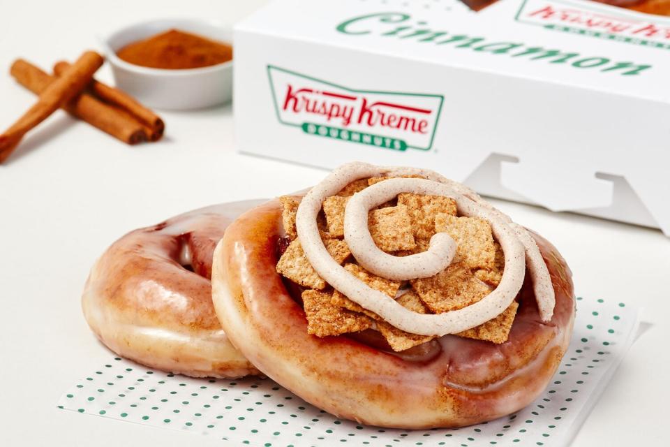 Krispy Kreme Debuts Cinnamon Rolls with Optional Cinnamon Toast Crunch Topping