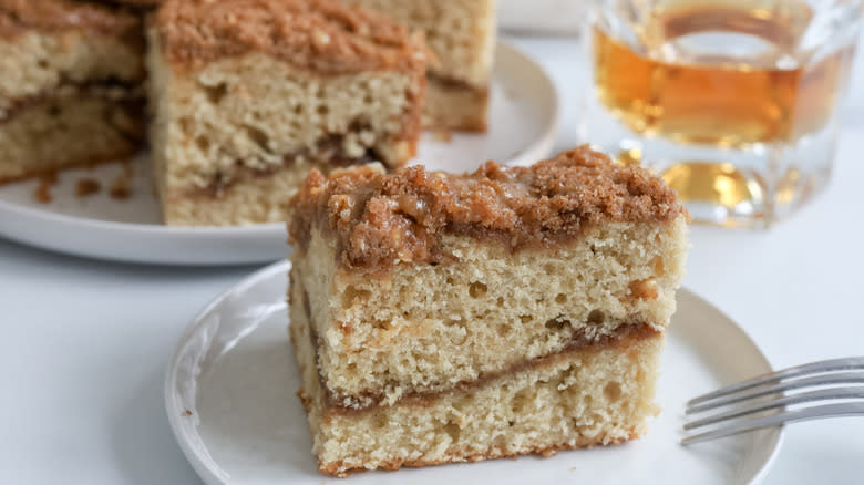 coffee cake squares on plate