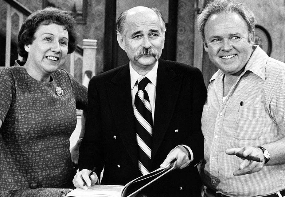 <p>Norman Lear (center) with ‘All in the Family’ stars Jean Stapleton and Carroll O’Connor</p>