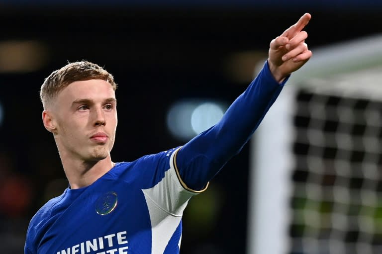 Cole Palmer durante el partido en el que marcó cuatro tantos para la victoria del Chelsea por 6-0 ante el Everton en la Premier League. En Londres, el 15 de abril de 2024 (Glyn KIRK)