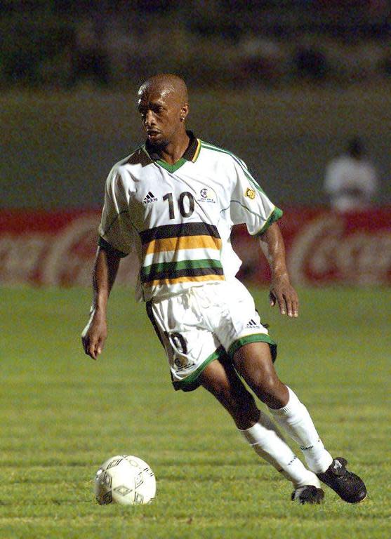 South African John Moshoeu in action on January 23, 2000 during the African Nations Cup match against Gabon