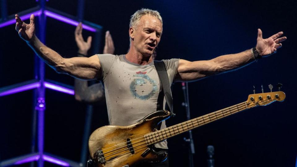 Sting en un concierto tocando la guitarra