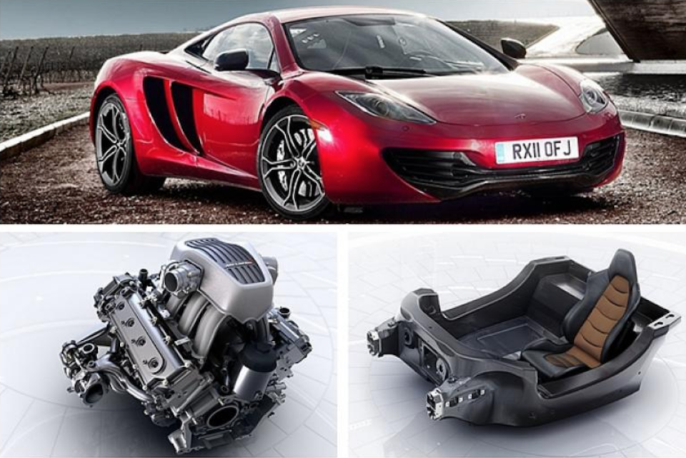 <strong>McLaren 重返市售市場的首款作品 MP4-12C，不僅採用碳纖維車體結構，更搭載渦輪增壓引擎。到現在 McLaren 旗下所有車款也都還擁有這兩大特點。</strong>