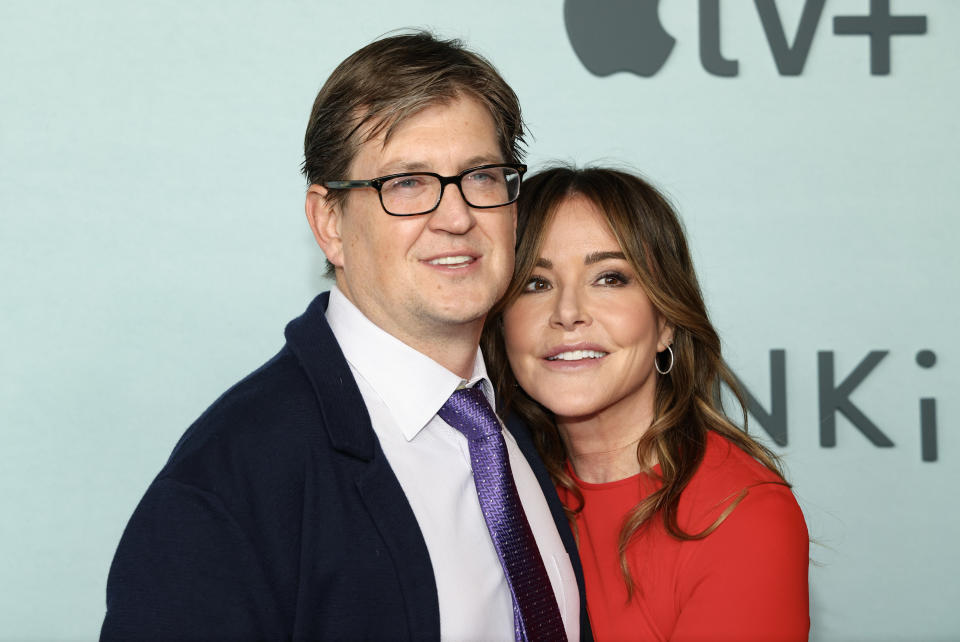 Bill Lawrence and Christa Miller attend the premiere of Apple TV+'s "Shrinking" at Directors Guild of America on January 26, 2023 in Los Angeles, California