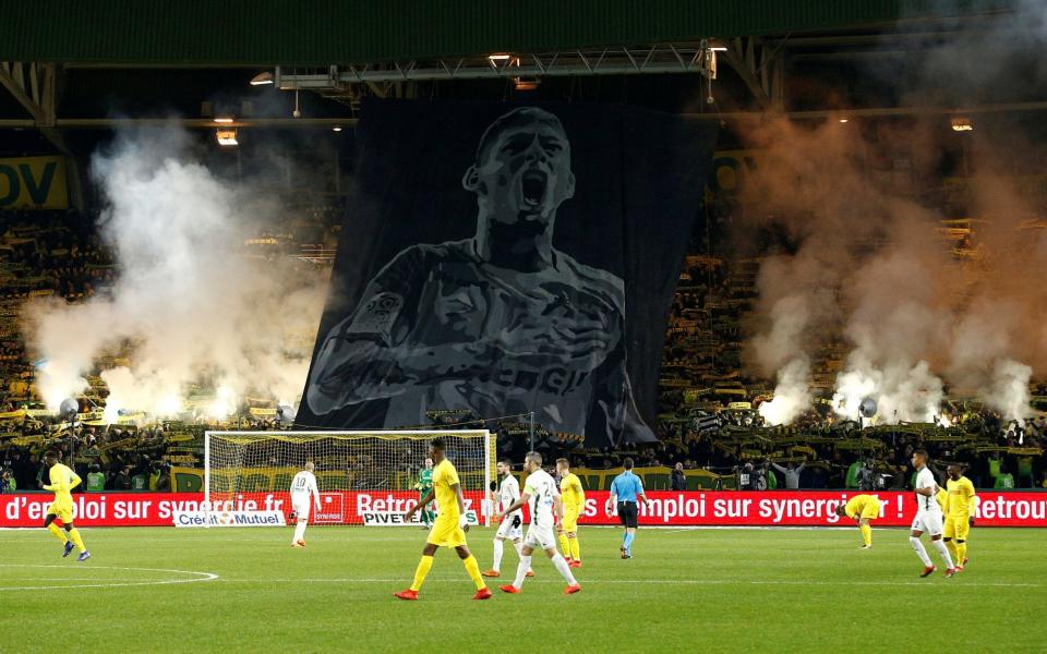 Nantes pay tribute to Emiliano Sala during their match with St Etienne on Jan 30 - REUTERS