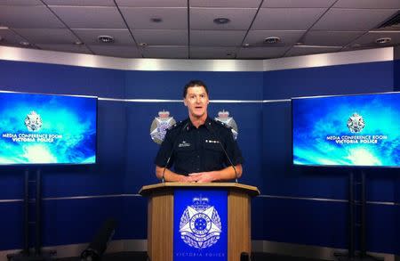 Victoria state police deputy commissioner Shane Patton speaks during a media conference regarding charging the Vatican's treasurer, Australian Cardinal George Pell, with multiple sexual assault offenses, in Melbourne, Australia June 29, 2017. REUTERS/Joe Hinchliffe