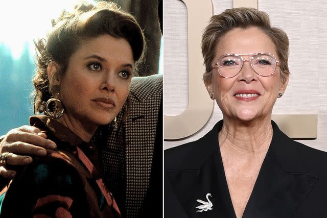<p>Universal Pictures;Getty</p> Annette Bening in "The Great Outdoors" in 1988 side by side the actress in 2024