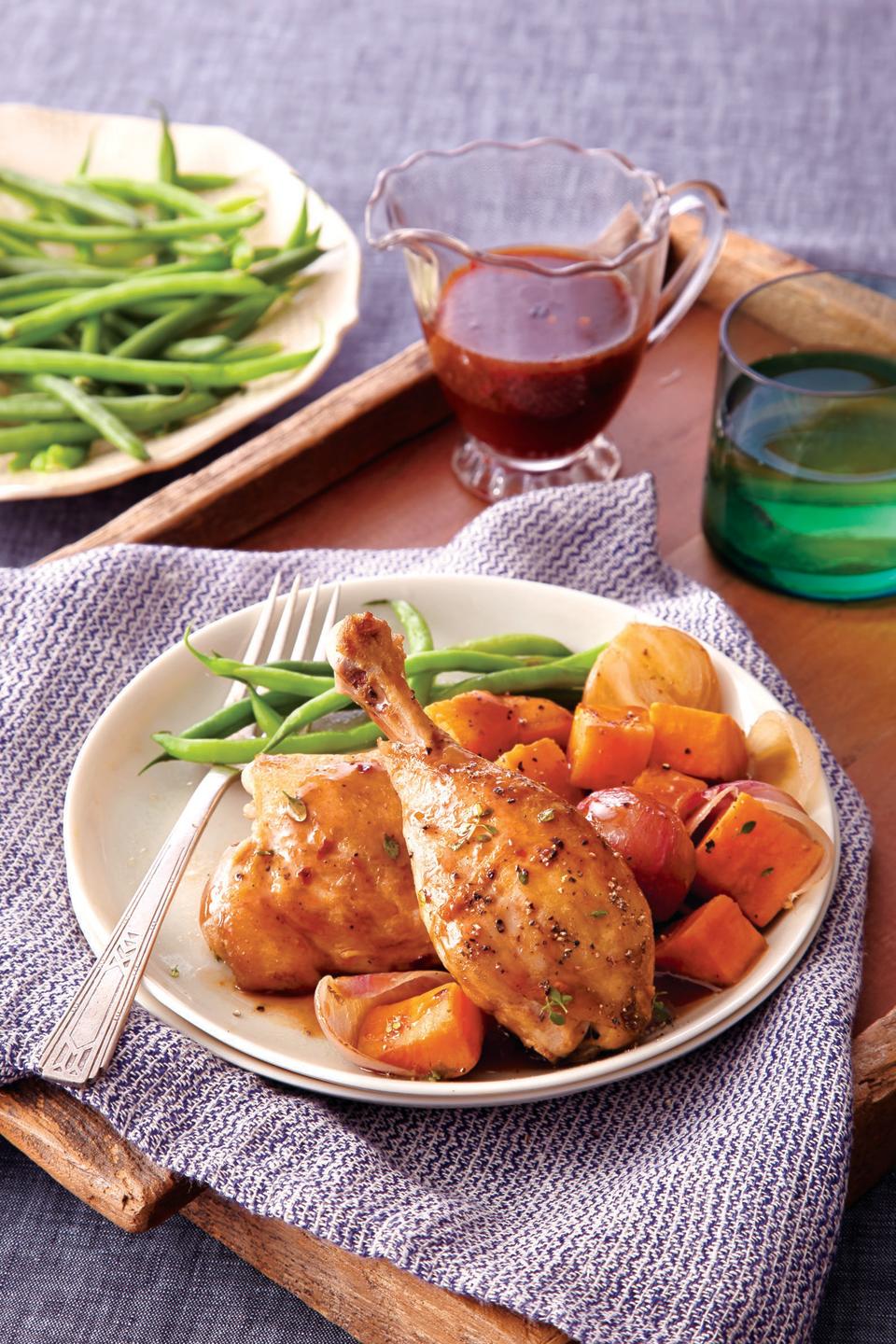 Chicken and Sweet Potatoes with Raspberry-Balsamic Reduction