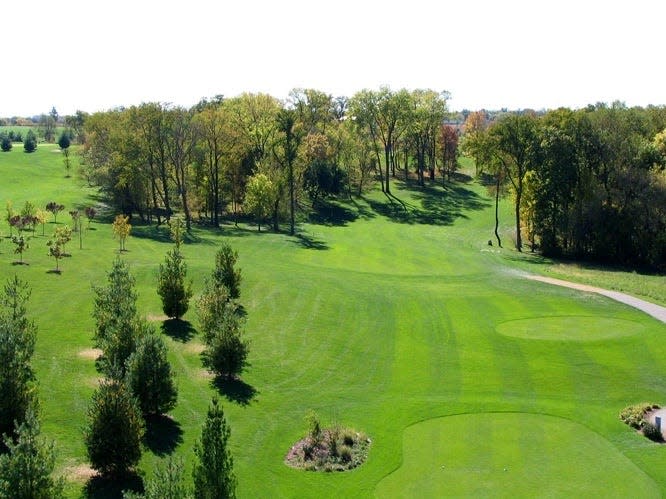 No. 7 at Wolf Hollow calls for an uphill shot between a chute of trees after a wide-open tee shot.