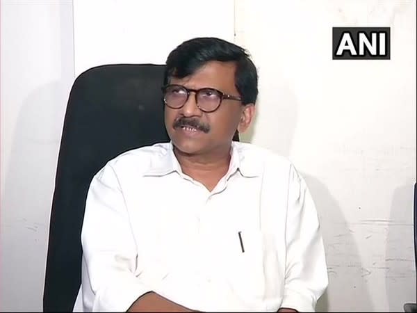 Shiv Sena leader Sanjay Raut speaking to reporters in Mumbai on Friday.