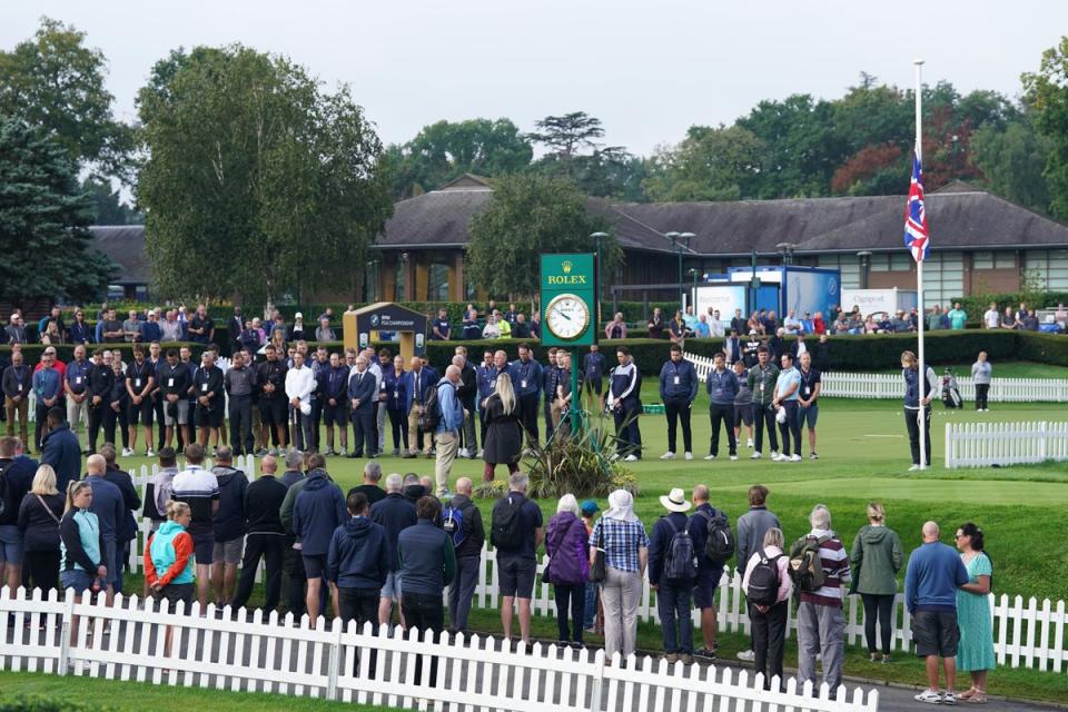 A two-minute period of silence was observed by staff, players and caddies at Wentworth (Adam Davy/PA). (PA Wire)