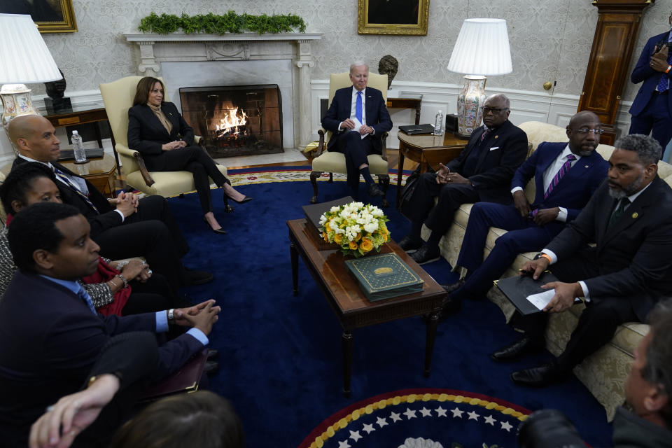 President Biden and Vice President Harris meet with members of the Congressional Black Caucus in the Oval Office last week