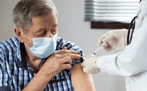   <span class="attribution"><a class="link " href="https://www.shutterstock.com/image-photo/elderly-man-getting-coronavirus-vaccine-1893080998" rel="nofollow noopener" target="_blank" data-ylk="slk:Melinda Nagy/Shutterstock;elm:context_link;itc:0;sec:content-canvas">Melinda Nagy/Shutterstock</a></span>