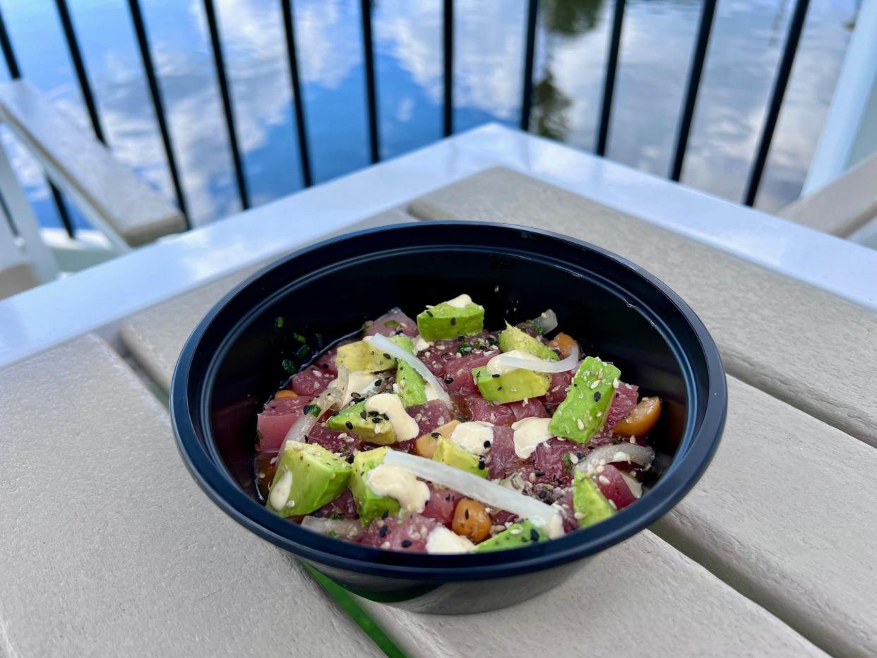 A tuna poke bowl is served at the Outclaws lunch café in North Palm Beach.
