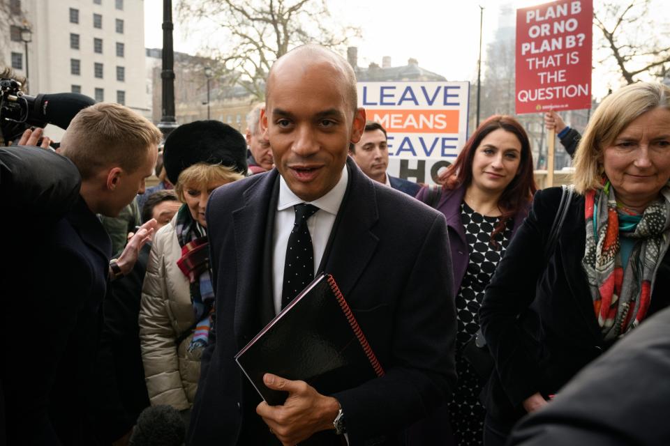 Chuka Umunna, centre, was among Labour MPs to resign this week (Getty Images)