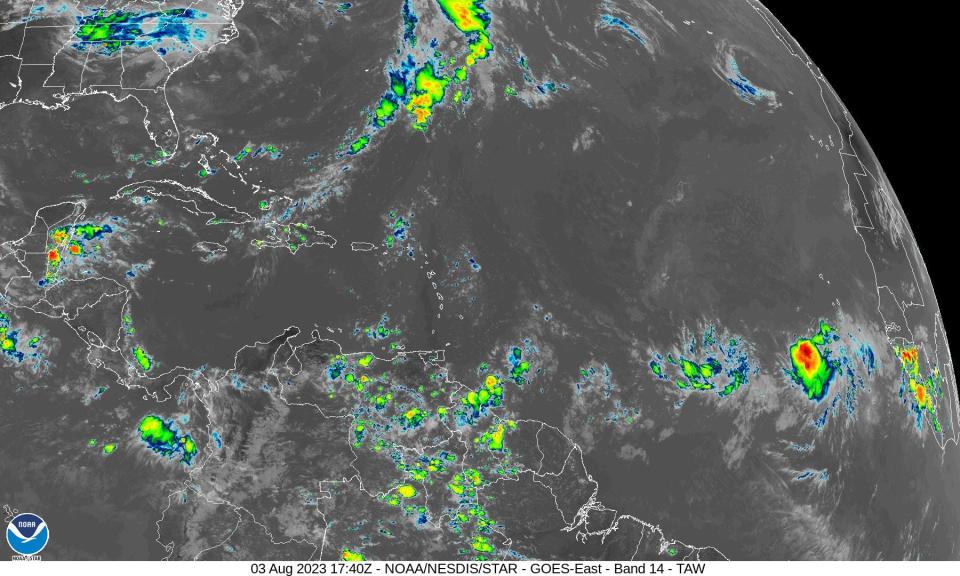 Tropical conditions 2 p.m. Aug. 3, 2023.