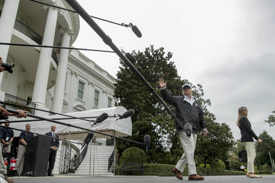 The first family boarded Marine One on Thursday morning in coordinated outfits. (Photo: AP)