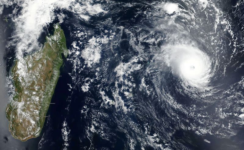 FILE PHOTO: Satellite imagery show Cyclone Freddy approaching Madagascar