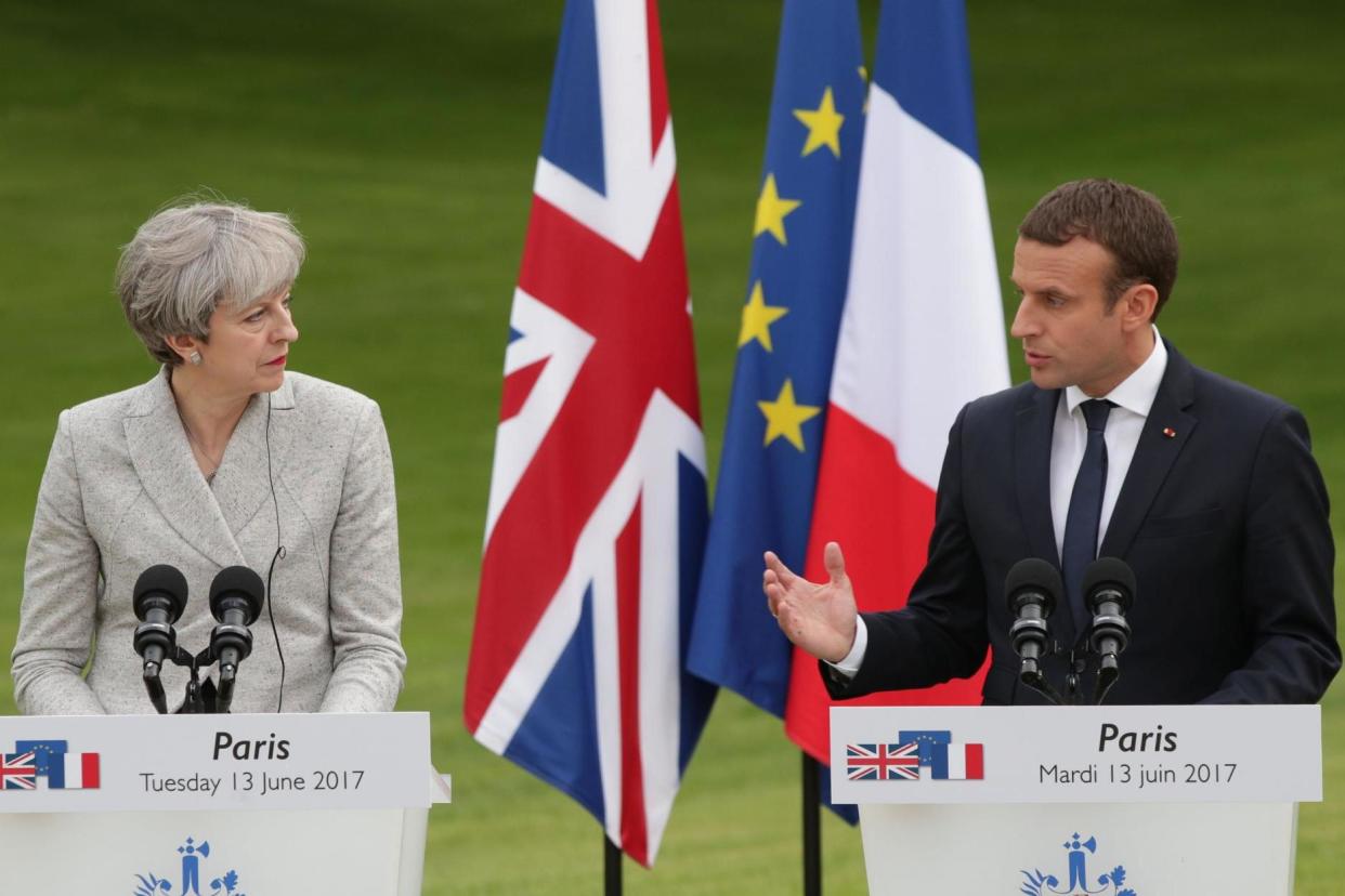 Emmanuel Macron: The French President will meet with Prime Minister Theresa May on Thursday: PA