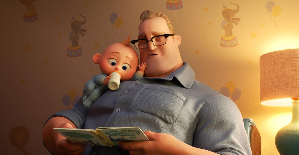 BEDTIME STORY – In “Incredibles 2,” Bob navigates life at home with the Parr kids while Helen leads a campaign to bring back Supers. But when baby Jack-Jack shows some surprising changes - including the appearance of a few unexpected super powers—Bob finds that it’s challenging to keep up (and awake), even for Mr. Incredible. Featuring Craig T. Nelson as the voice of Bob, Disney-Pixar’s “Incredibles 2” opens in U.S. theaters on June 15, 2018. ©2018 Disney•Pixar. All Rights Reserved.