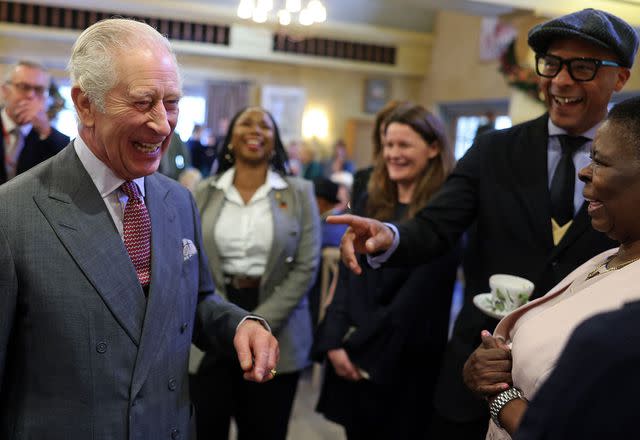 <p>CHRIS JACKSON/POOL/AFP via Getty</p> King Charles chats with Jay Blades at his 75th birthday party hosted by the Prince's Foundation on November 13.