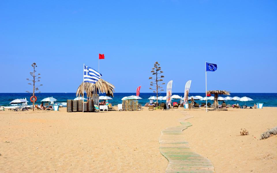 Beach in  Malia, Crete, Greece