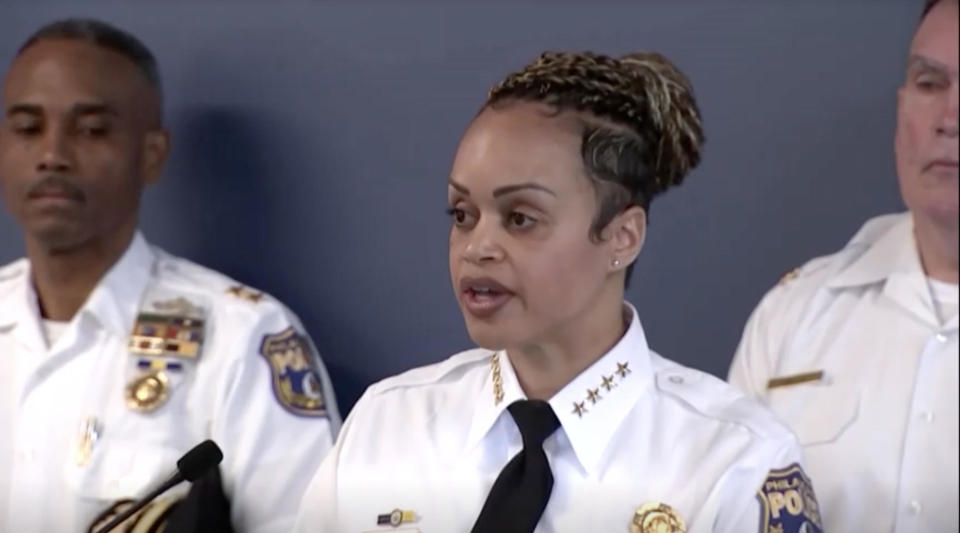 Philadelphia Police Commissioner Danielle Outlaw at a news conference on June 5, 2022. / Credit: Reuters
