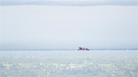 The Xue Long (Snow Dragon) Chinese icebreaker sits in the ice pack unable to get through to the MV Akademik Shokalskiy, in East Antarctica, December 28, 2013, some 100 nautical miles (185 km) east of French Antarctic station Dumont D'Urville and about 1,500 nautical miles (2,800 km) south of Hobart, Tasmania. REUTERS/Andrew Peacock