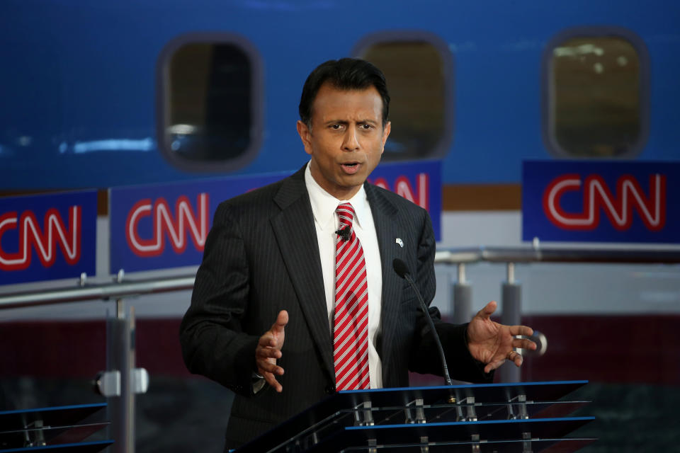 Republican presidential candidate Bobby Jindal speaks during the presidential debates at the Reagan Library on Sept. 16, 2015, in Simi Valley, California.