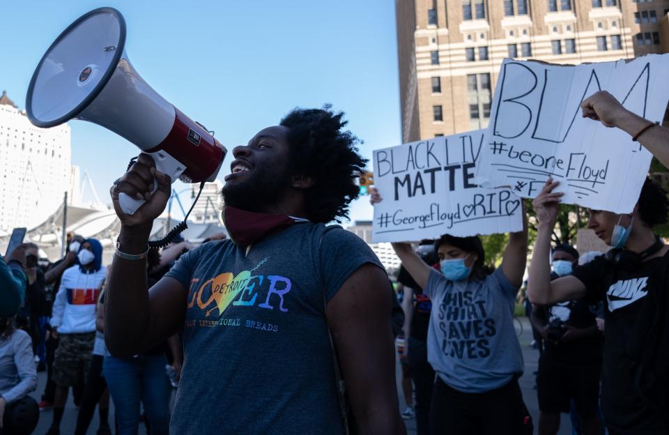 Protesters in Detroit in the days following the police killing of George Floyd