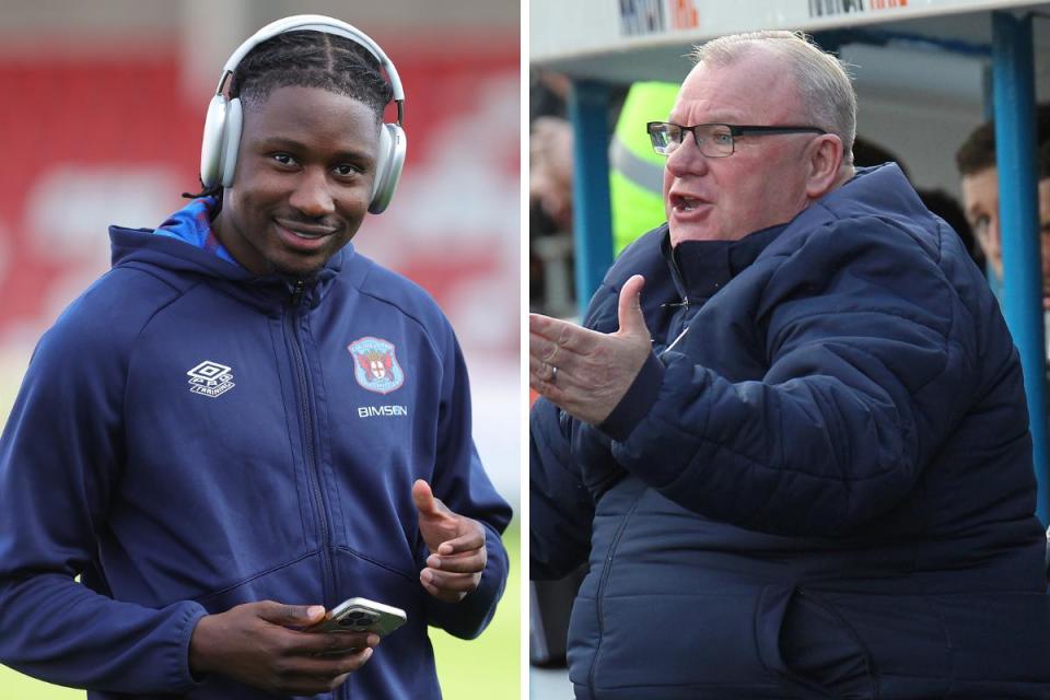 Joshua Kayode's unavailability for Carlisle United has not been a decision led by Rotherham, insists Steve Evans, right <i>(Image: Richard Parkes / Barbara Abbott)</i>