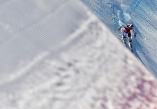 Hannes Reichelt of Austria on the steep 3.3km Streif course at Kitzbuehel, Austria