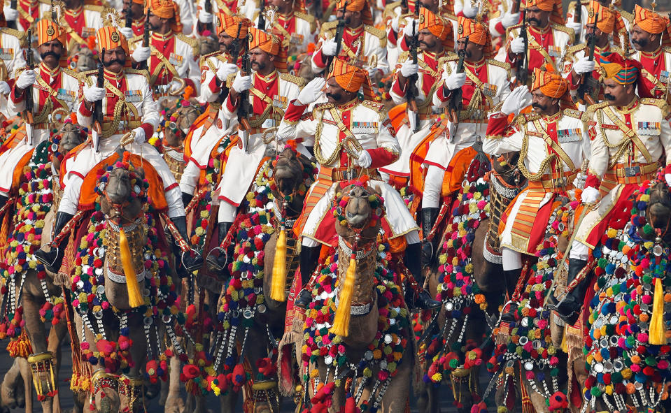 Soldiers rehearse for India’s Republic Day parade in New Delhi