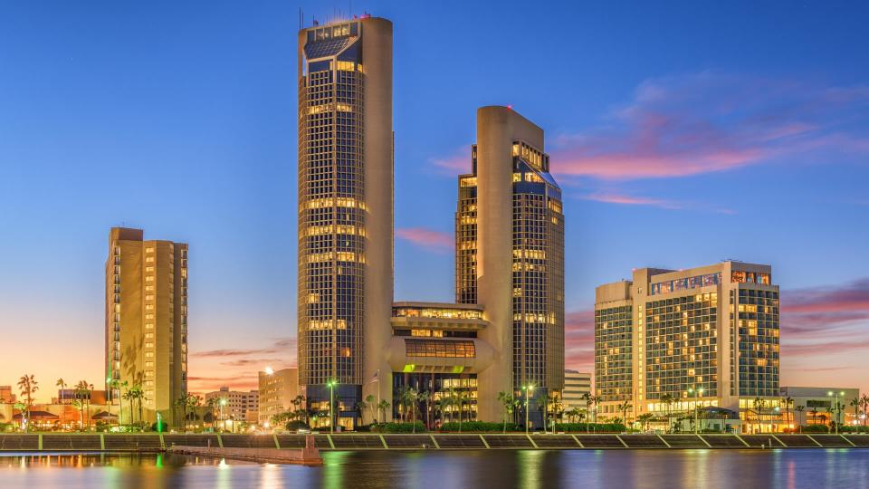 Corpus Christi, Texas, USA skyline on the bay.