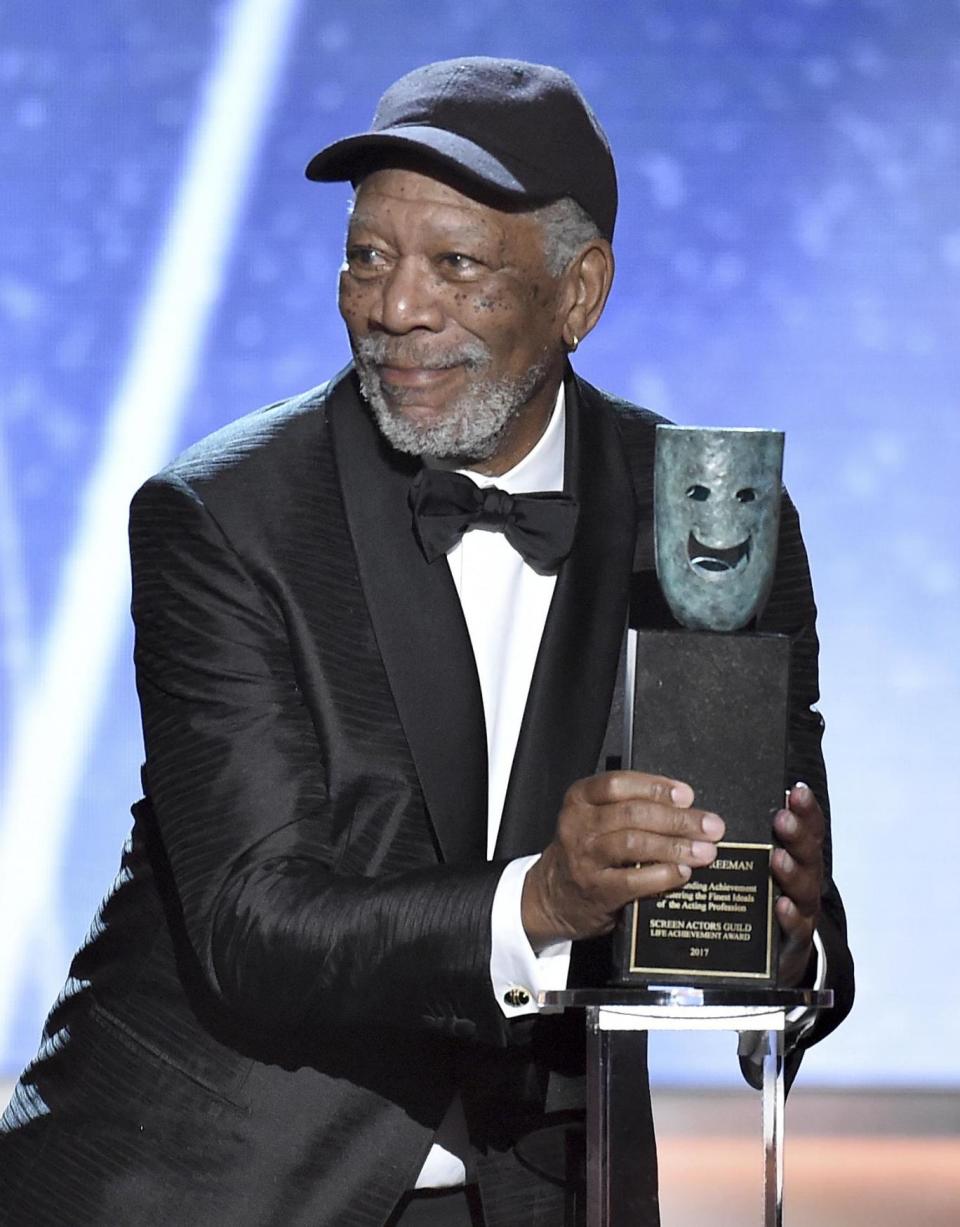 Honoured: Morgan Freeman on stage (Vince Bucci/Invision/AP)