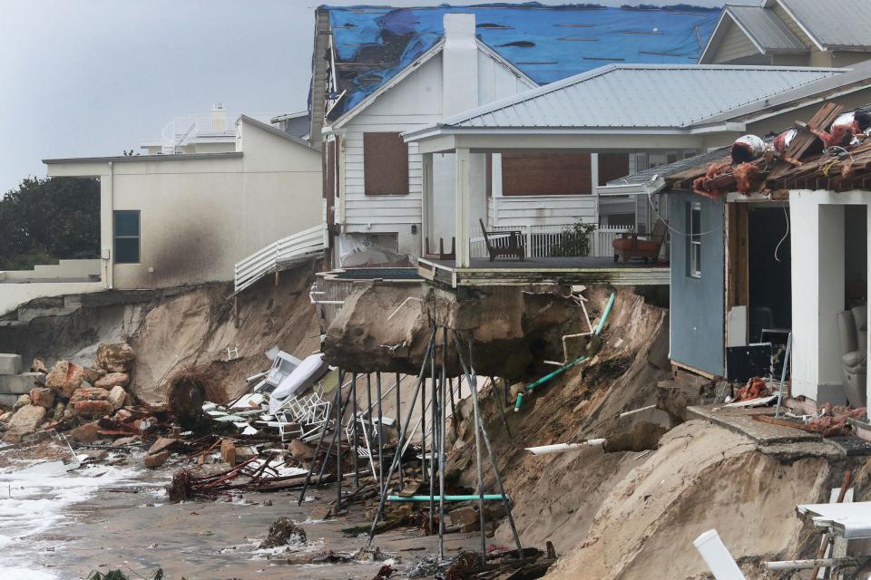 Homes in the 4100 block of South Atlantic Avenue in Wilbur-by-the-Sea collapsed into the ocean after being pounded by rain, wind and surf from Tropical Storm Nicole. The damage has put the tiny unincorporated area between Port Orange and Ponce Inlet into the national media spotlight.